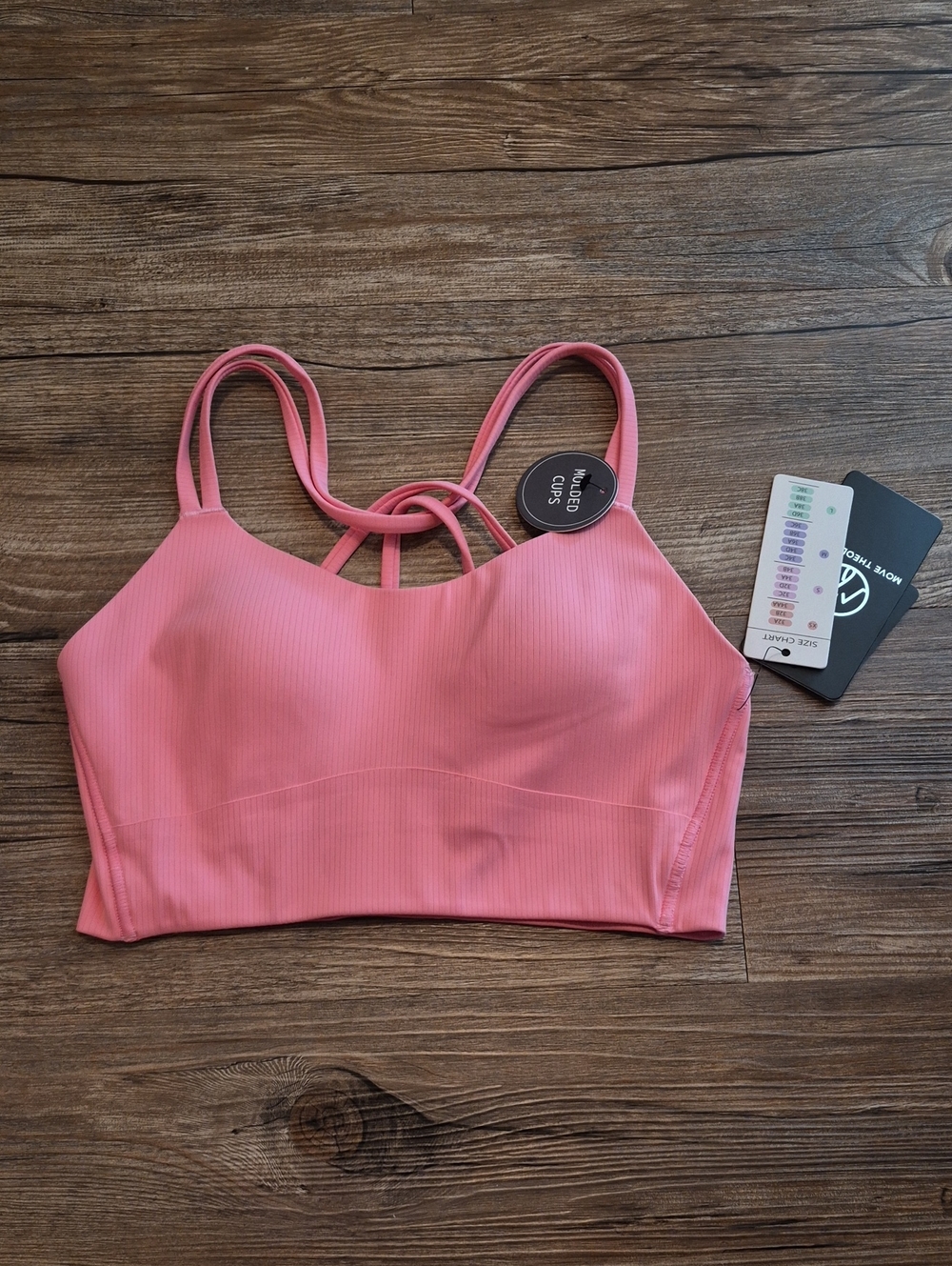 Ribbed Pink Strappy Sports Bralette